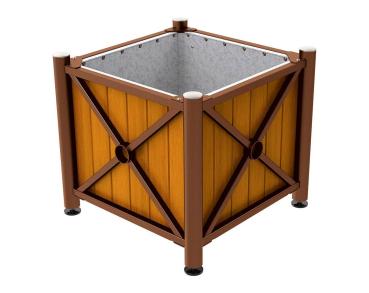 Pflanzbehälter Province aus Stahl & Holz - gebürsteter Edelstahl