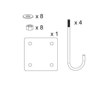 Montageset für Drehschranken mit L 1400, 1800, 2300 mm und Büroklammer