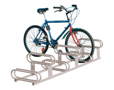Fahrradständer mit höhenversetzt 6 Plätze Farbe:RAL 7044