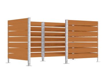 Modulierbare Mülltonnen-Umhausung aus Kompaktholz