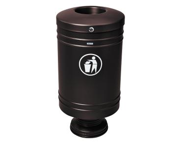 Abfallbehälter Galway 60 Liter Farbe:RAL 9005|Struktur:Fuß aus Gussaluminium