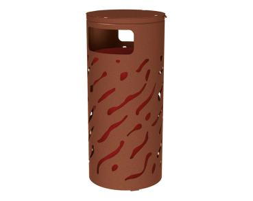 Abfallbehälter Venedig 80 Liter mit erhöhtem Deckel Farbe:Rost Korten Effekt|Struktur:Erhöhter Deckel mit Eimer beschichtet