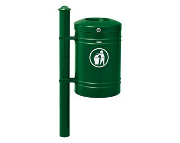 Abfallbehälter Gustavia mit Seitenfuß 40 Liter - Agora Farbe:RAL 6005|Struktur:Seitenfuß