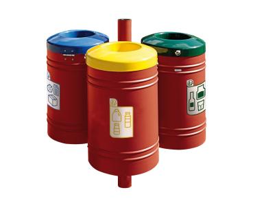 Abfallbehälter Gustavia für Mülltrennung 40 liter - gebürsteter Edelstahl Farbe:RAL 3004|Struktur:Abfallbehälter - Grundmodell
