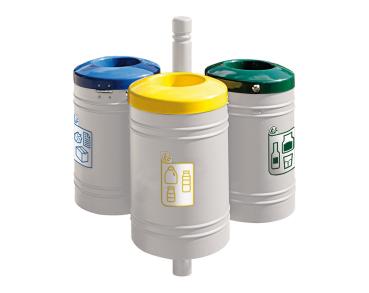 Abfallbehälter Gustavia für Mülltrennung 40 liter - City Farbe:RAL 7044|Struktur:Abfallbehälter - Grundmodell