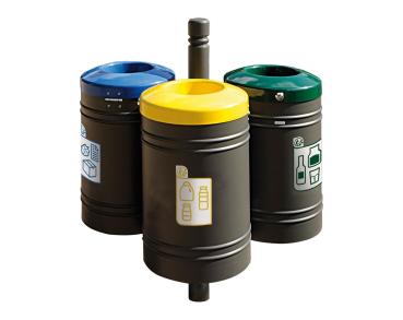 Abfallbehälter Gustavia für Mülltrennung 40 liter - City Farbe:RAL 3004|Struktur:Abfallbehälter - Anbaueinheit