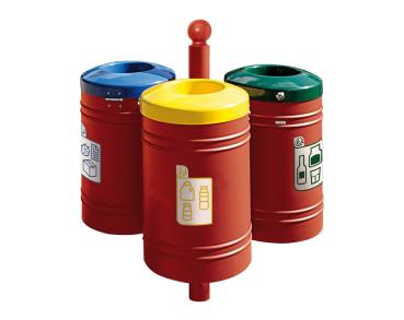Abfallbehälter Gustavia für Mülltrennung 40 liter - Kugel Farbe:RAL 3004|Struktur:Abfallbehälter - Grundmodell