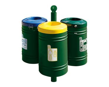 Abfallbehälter Gustavia für Mülltrennung 40 liter - Kugel Farbe:RAL 6005|Struktur:Abfallbehälter - Grundmodell