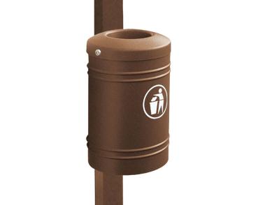 Abfallbehälter Esterel 40 Liter Farbe:RAL 8017|Struktur:Esterel auf Pfosten 80 x 80 mm
