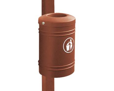 Abfallbehälter Esterel 40 Liter Farbe:Rost Korten Effekt|Struktur:Esterel auf Pfosten 80 x 80 mm
