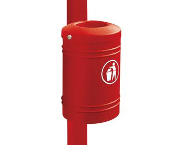 Abfallbehälter Esterel 40 Liter Farbe:RAL 3004|Struktur:Esterel auf Pfosten Ø 76 mm