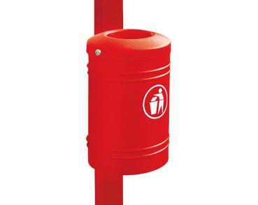 Abfallbehälter Esterel 40 Liter Farbe:RAL 3020|Struktur:Esterel auf Pfosten Ø 76 mm