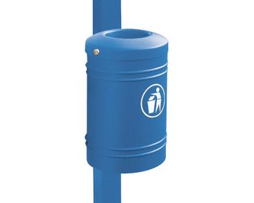 Abfallbehälter Esterel 40 Liter Farbe:RAL 5010|Struktur:Esterel auf Pfosten Ø 76 mm