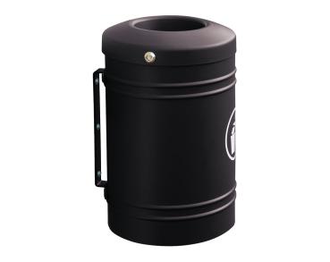 Abfallbehälter Esterel 40 Liter Farbe:RAL 9005|Struktur:Esterel - Wandmontage