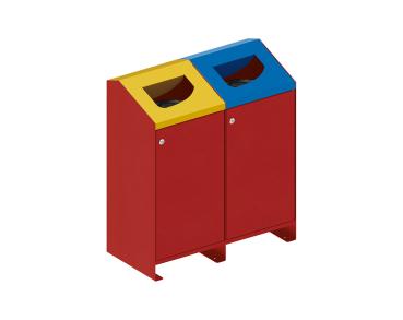Abfallbehälter für Mülltrennung Berlin - 100 Liter Farbe:RAL 3004|Struktur:2 Module