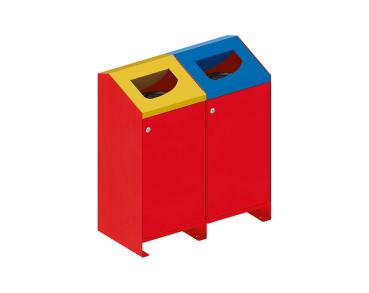 Abfallbehälter für Mülltrennung Berlin - 100 Liter Farbe:RAL 3020|Struktur:2 Module