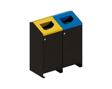 Abfallbehälter für Mülltrennung Berlin - 100 Liter Farbe:RAL 9005|Struktur:2 Module