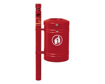 Abfallbehälter Gustavia mit Seitenfuß 40 Liter - City Farbe:RAL 3004|Struktur:Zigarettenpfosten