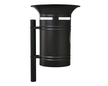 Abfallbehälter Valencia 40 Liter Farbe:RAL 9005|Kopfmodelle:Gewölbter Fuß