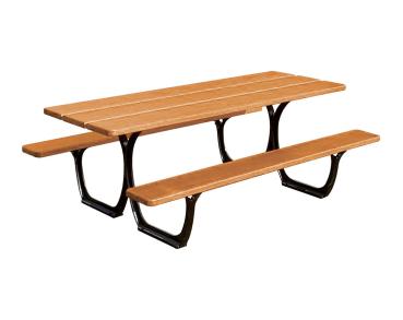 Bank-Tisch Kombination Sevilla Farbe:RAL 9005|Fertigstellung Holz:Tropenholz - Lasur helle Eiche|Länge:Version standard – Länge 2 000 mm