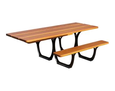 Bank-Tisch Kombination Sevilla Farbe:RAL 9005|Fertigstellung Holz:Tropenholz - Lasur helle Eiche|Länge:Version eingeschränkte Mobilität – Länge 2 000 mm