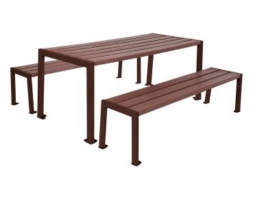 Sitzgruppe Silaos® aus Recycling-Kunststoff Farbe:RAL 8017|Struktur:Tisch