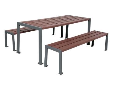 Sitzgruppe Silaos® aus Recycling-Kunststoff Farbe:Procity grau|Struktur:Tisch