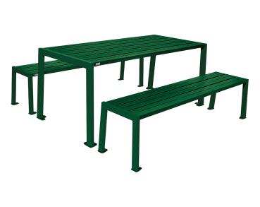 Sitzgruppe Silaos® aus Stahl Farbe:RAL 6005|Struktur:Tisch