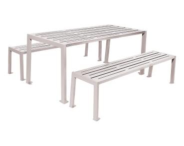 Sitzgruppe Silaos® aus Stahl Farbe:RAL 7044|Struktur:Tisch