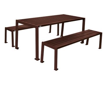 Sitzgruppe Silaos® aus Stahl Farbe:RAL 8017|Struktur:Tisch