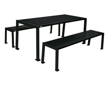Sitzgruppe Silaos® aus Stahl Farbe:RAL 9005|Struktur:Tisch