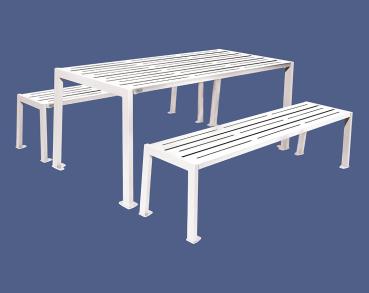 Sitzgruppe Silaos® aus Stahl Farbe:RAL 9010|Struktur:Tisch