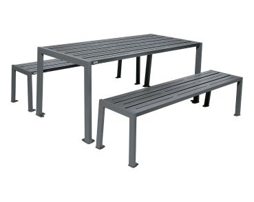 Sitzgruppe Silaos® aus Stahl Farbe:Procity grau|Struktur:Tisch