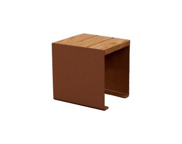 Sitzbank ohne Rückenlehne Kube. Stahl und Holz