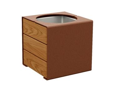 Pflanzbehälter Kube. aus Stahl und Holz