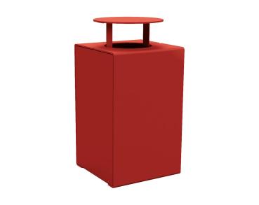 Abfallbehälter Kube. 120 Liter aus Stahl Farbe:RAL 3004|Struktur:Version mit Deckel