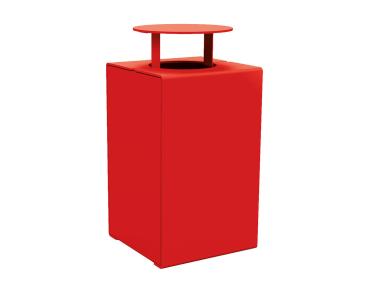 Abfallbehälter Kube. 120 Liter aus Stahl Farbe:RAL 3020|Struktur:Version mit Deckel