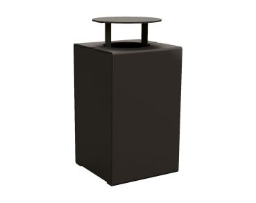 Abfallbehälter Kube. 120 Liter aus Stahl Farbe:RAL 9005|Struktur:Version mit Deckel