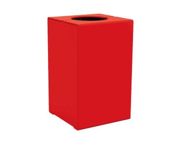 Abfallbehälter Kube. 120 Liter aus Stahl Farbe:RAL 3020|Struktur:Version ohne Deckel