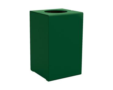 Abfallbehälter Kube. 120 Liter aus Stahl Farbe:RAL 6005|Struktur:Version ohne Deckel