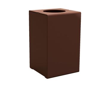 Abfallbehälter Kube. 120 Liter aus Stahl Farbe:RAL 8017|Struktur:Version ohne Deckel