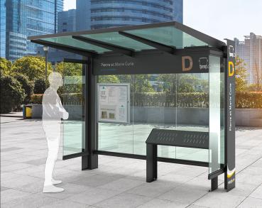 Wartehalle KUBE. Farbe:RAL 3004|Struktur:Ohne Seitenverkleidungen