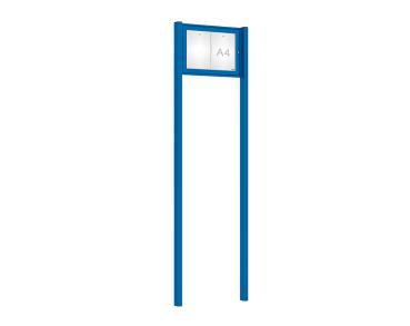 Schaukasten Tradition mit Pfosten Farbe:RAL 5010|Abmessungen:2 A4 - B 550 x H 400 mm - Flügeltür|Pfosten:Mittelpfosten zum Einbetonieren