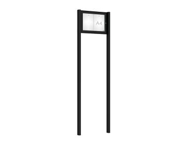 Schaukasten Tradition mit Pfosten Farbe:RAL 9005|Abmessungen:2 A4 - B 550 x H 400 mm - Flügeltür|Pfosten:Mittelpfosten zum Einbetonieren