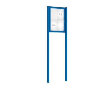 Schaukasten Tradition mit Pfosten Farbe:RAL 5010|Abmessungen:4 A4 - B 550 x H 750 mm - Flügeltür|Pfosten:Mittelpfosten zum Einbetonieren