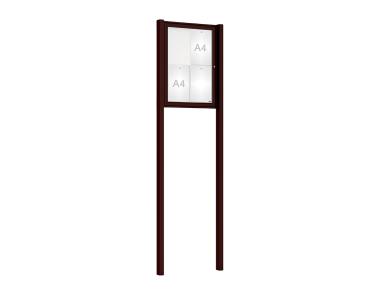 Schaukasten Tradition mit Pfosten Farbe:RAL 8017|Abmessungen:4 A4 - B 550 x H 750 mm - Flügeltür|Pfosten:Mittelpfosten zum Einbetonieren