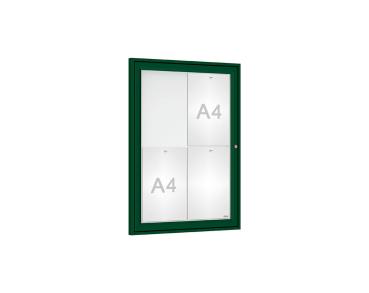 Schaukasten Tradition Farbe:RAL 6005|Abmessungen:4 A4 - B 550 x H 750 mm