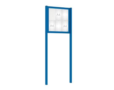 Schaukasten Tradition mit Pfosten Farbe:RAL 5010|Abmessungen:6 A4 - B 750 x H 750 mm - Flügeltür|Pfosten:Mittelpfosten zum Einbetonieren
