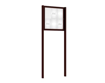 Schaukasten Tradition mit Pfosten Farbe:RAL 8017|Abmessungen:6 A4 - B 750 x H 750 mm - Flügeltür|Pfosten:Mittelpfosten zum Einbetonieren