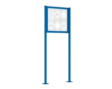 Schaukasten Tradition mit Pfosten Farbe:RAL 5010|Abmessungen:6 A4 - B 750 x H 750 mm - Flügeltür|Pfosten:Pfosten-Set auf Bodenplatten